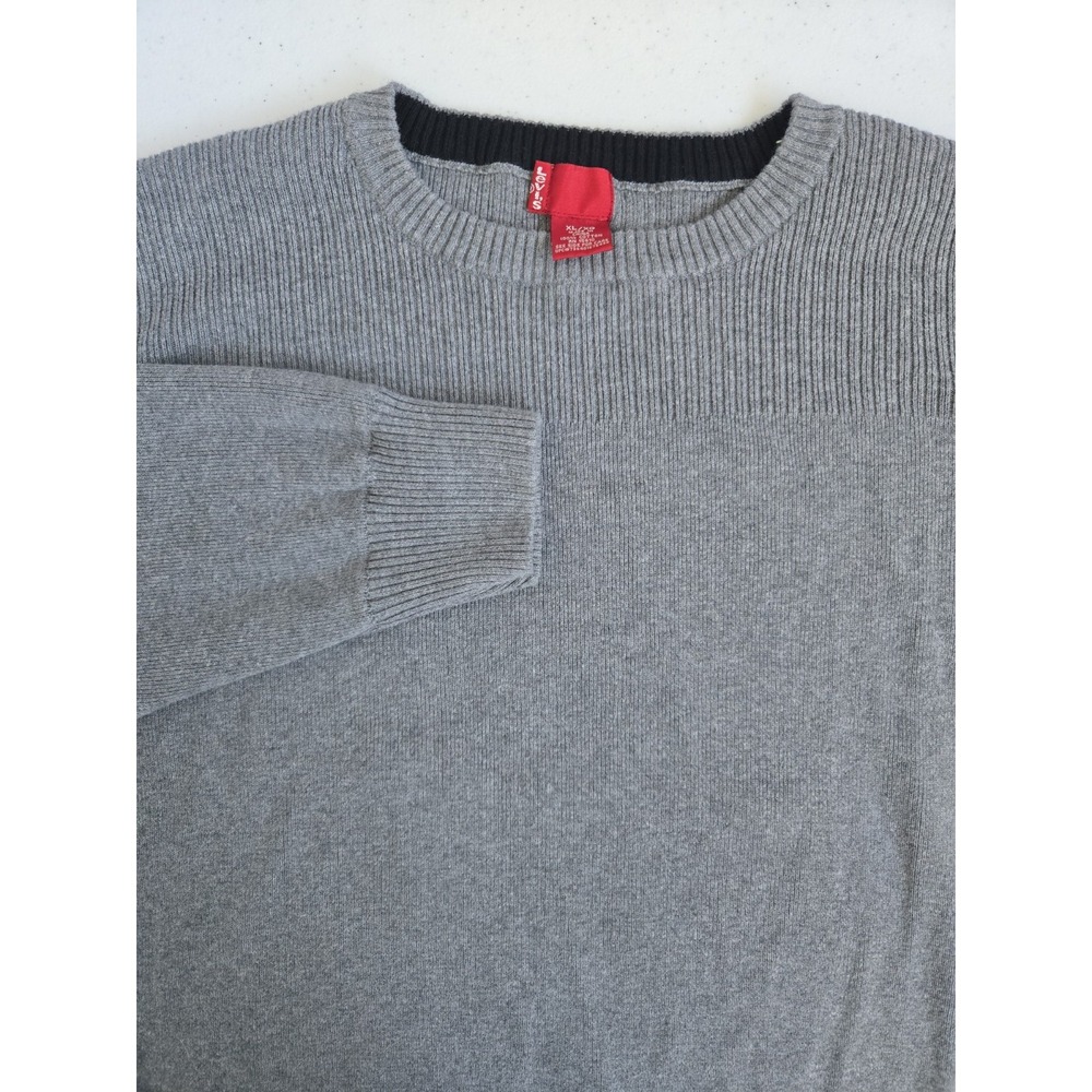 Levi's‎ Men's XL Light Gray 100% Cotton Mediumweight Crew Neck Knit Sweater